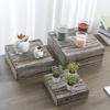 MyGift 3 Piece Rustic Solid Torched Wood Dessert Cake and Cupcake Stand, Decorative Box Display Risers view 1