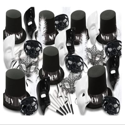 Beistle New Years Hats, Full, Black/White