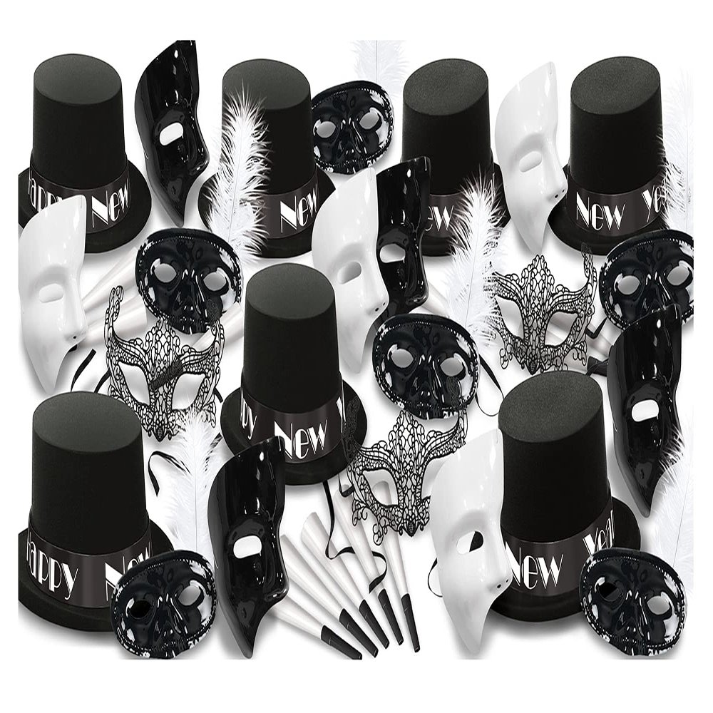 Beistle New Years Hats, Full, Black/White