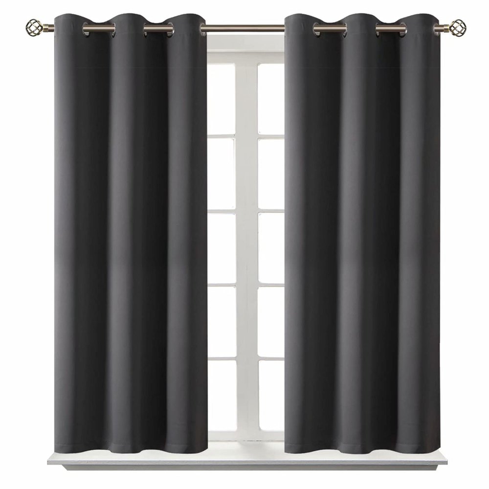 BGment Blackout Curtains for Bedroom - Grommet Thermal Insulated Room Darkening Curtains for Living Room, Set of 2 Panels (38 x 54 Inch, Dark Grey)