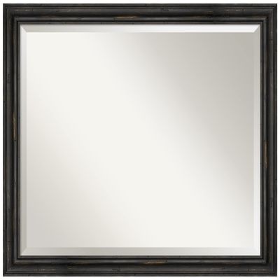Amanti Art Black Wall Mirror 25x31 Rustic Pine Black Narrow Rectangle Bathroom Mirror for Wall Decor Living Room, Large Country Rustic Wood Frame, Hangs Horizonally and Vertically, Bathroom Decor,