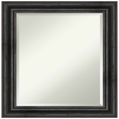 Amanti Art Black Wall Mirror 29x23 Rustic Pine Black Rectangle Bathroom Mirror for Wall Decor Living Room, Medium Country Rustic Wood Frame, Hangs Horizonally and Vertically, Bathroom Decor, Beveled