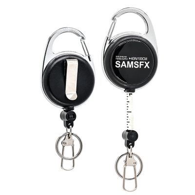 SAMSFX Tape Measure Retractor Fly Fishing Zinger Retractors Carabiner Style Clip on Back Tether Tools Badge Holder (2PCS in Pack)