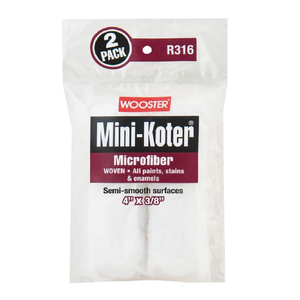 Wooster Genuine 4" Mini-Koter Microfiber 3/8" Nap 2 Sets of 2-Pack Roller Cover # R316-4-2PK