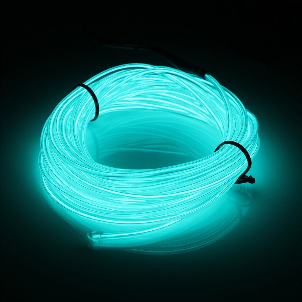 JIGUOOR EL Wire Battery Pack 16.4ft / 5m Bright Neon Light Strip 360 Illumination Neon Tube Rope Lights for DIY, Festival, Party Decoration, Pub, Halloween, Chrismas (16.4ft / 5m, Light Green)
