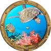 Stickit Graphix 18" Porthole 3D Window Wall Decal Tropical Reef Life #1 Rustic Port Scape Sea Turtle Coral Reef Ocean Under The Sea Removable Vinyl Sticker view 1