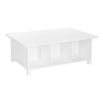 RiverRidge Kids Desk and Activity Table with 6 Storage Cubbies for Folding Bins - Art Craft or Train Table Design for Play Area Toy Organization - White