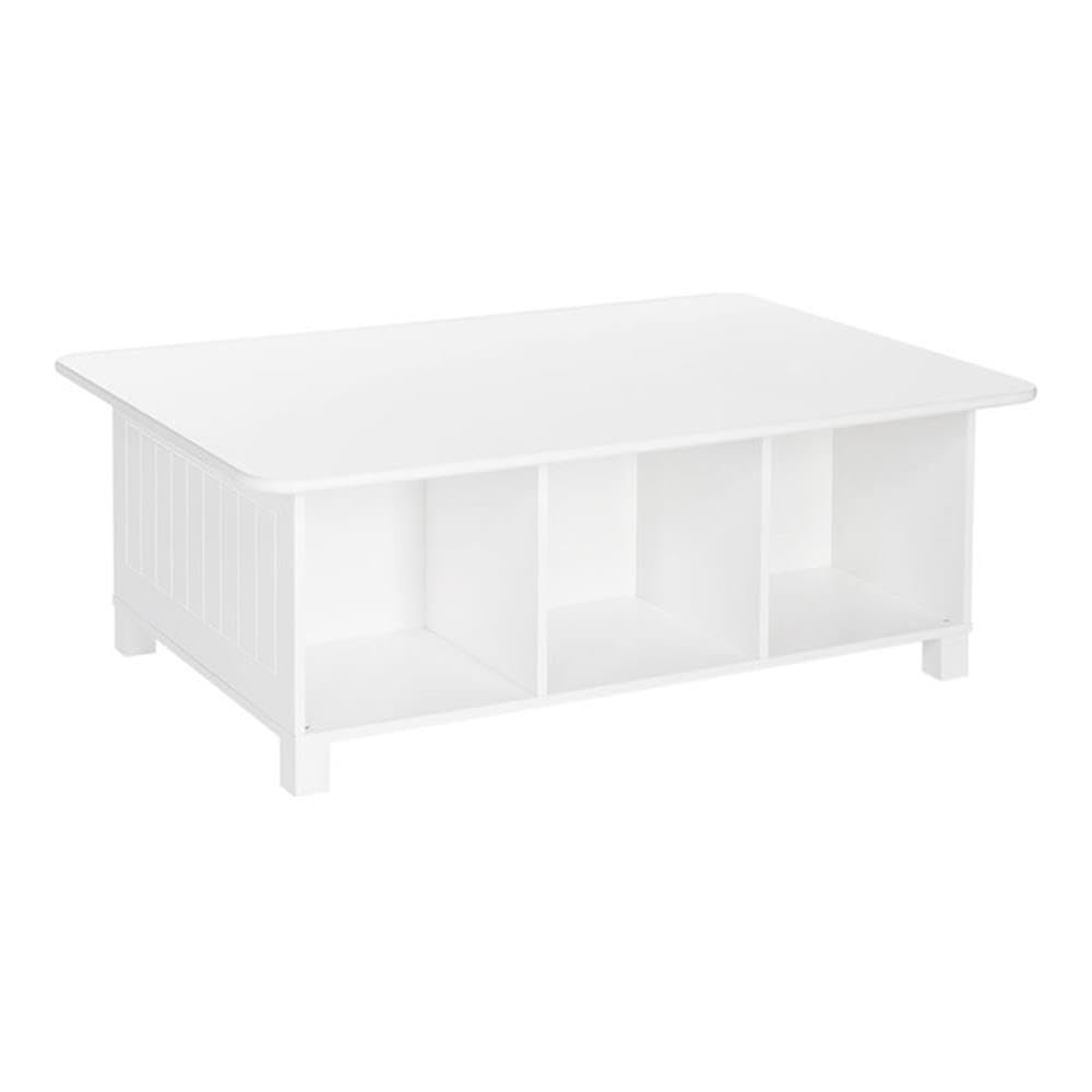 RiverRidge Kids Desk and Activity Table with 6 Storage Cubbies for Folding Bins - Art Craft or Train Table Design for Play Area Toy Organization - White