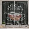 Lunarable Coffee Kitchen Curtains, Mocha Cup Hot Chocolate Espresso Old Fashioned Italian Chalkboard Design, Window Drapes 2 Panel Set for Kitchen Cafe Decor, 55" X 39", Grey Black view 1