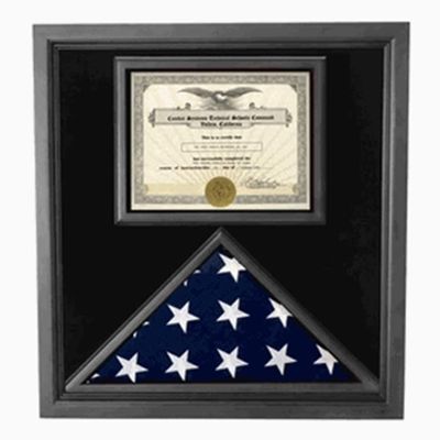 Premium USA-Made Solid Wood Flag Document Case Black Finish,,