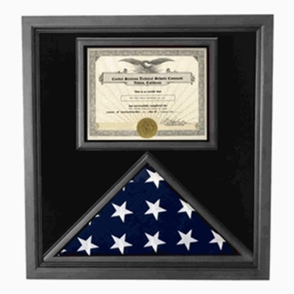 Premium USA-Made Solid Wood Flag Document Case Black Finish,,