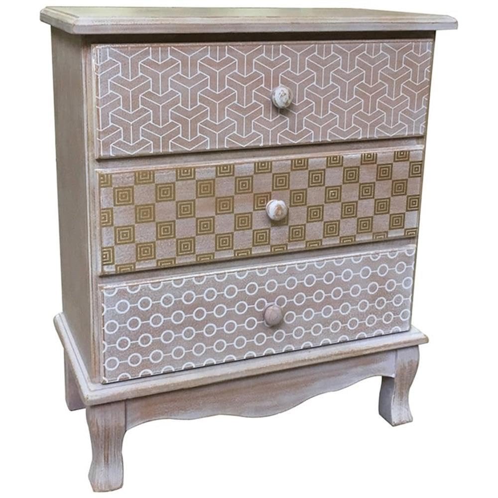 Jeco Wooden 3 Drawers Wood Cabinet, One Size, Natural
