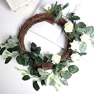 12" Natural Grapevine Wreath, DIY Rustic Ring Wreath Christmas Wreath Door Garland Home Decoration Gift Hanging Decor