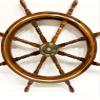 36" Nautical Marine Wooden Steering Ship Wheel Brass Ring Pirate Captain Ship Wall Decor view 2