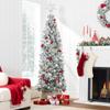 Best Choice Products Flocked Pencil Christmas Tree, Unlit Slim Artificial Holiday Decoration, 6ft Skinny Snowy Appearance w/Base view 2