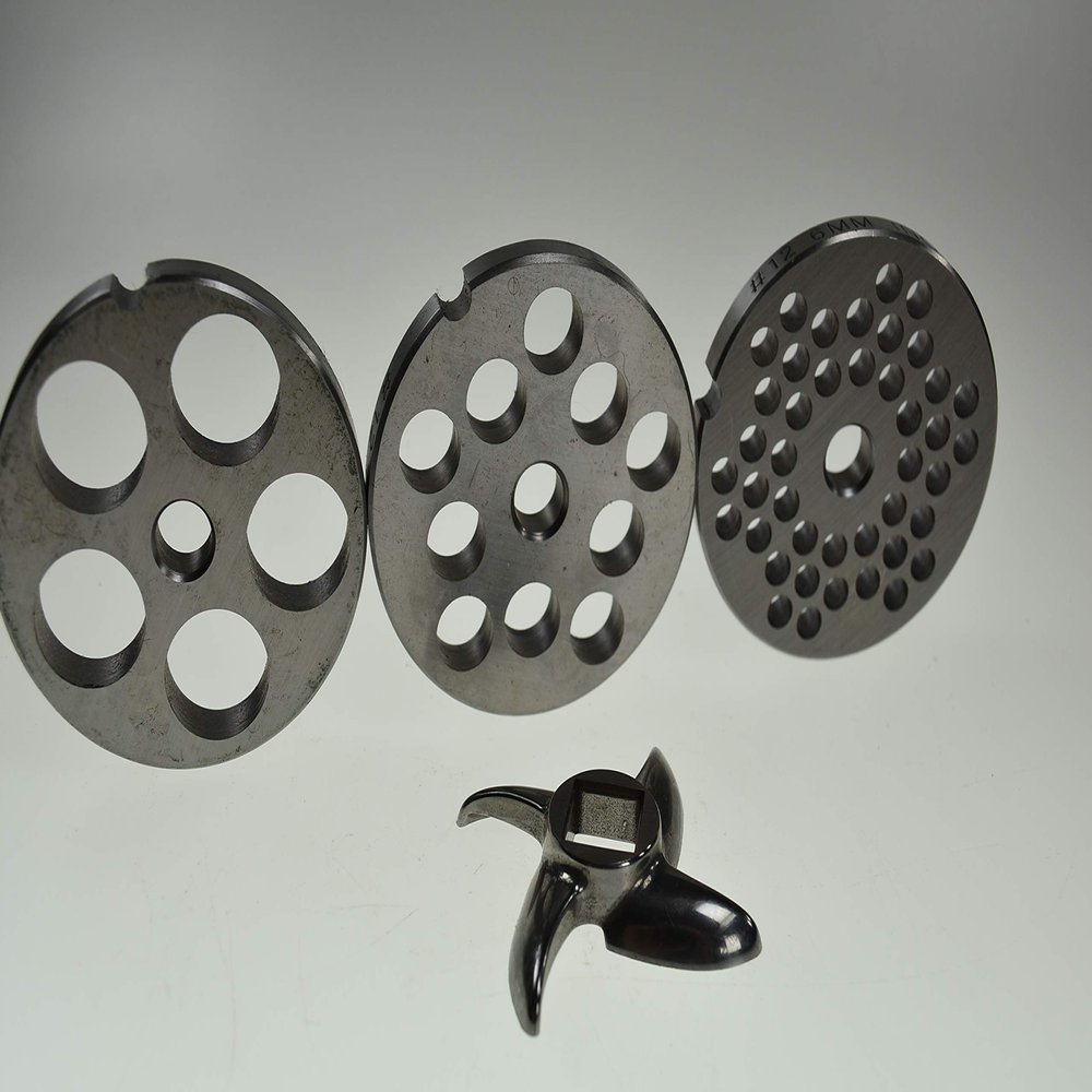4 pc SET size #12 Meat grinder plates and Knife for LEM Cabelas 3/4 HP Torrey Biro etc. PLEASE READ DESCRIPTION