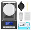 Digital Milligram Jewelry, LED Digital Display Mini Portable High Precision 0.001g Pocket Jewelry with Calibration Weights Tweezers and Weighing Pans (100g) view 1