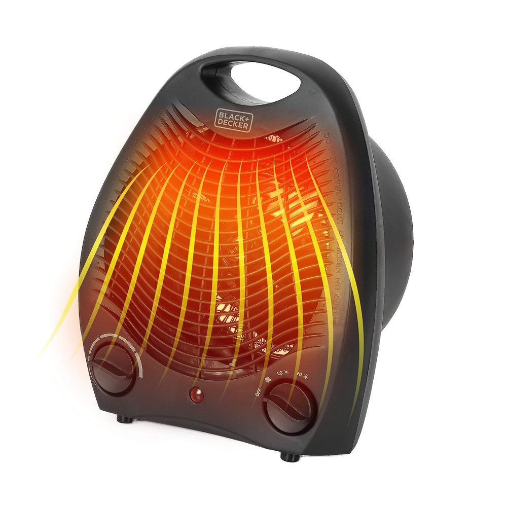 BLACK+DECKER Personal Desktop Heater, Space Heater for Office Desk, Home Office & Personal Use Desk, 2 Heat & Fan Only Settings, Adjustable Thermostat, BHD101B, Black