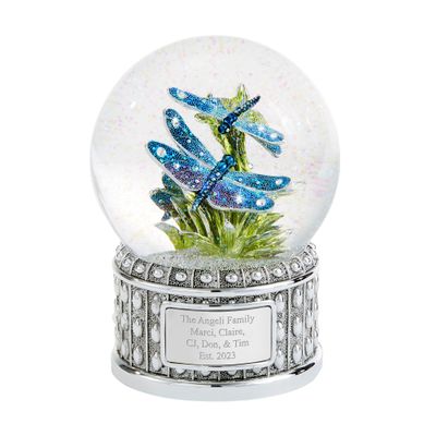 Things Remembered Personalized Engraved Jeweled Dragonfly Musical Snow Globe (Free Customization), Plays Flower Song Music