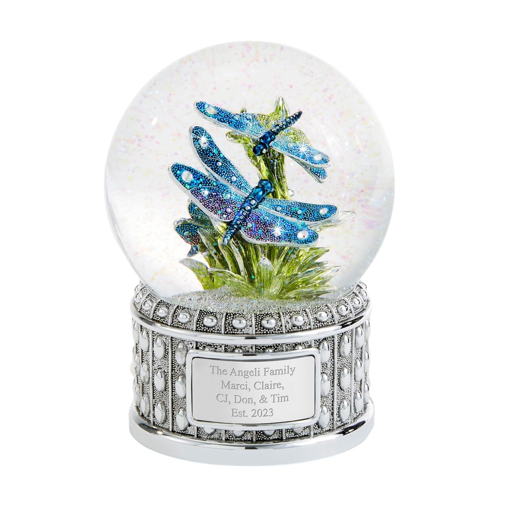 Things Remembered Personalized Engraved Jeweled Dragonfly Musical Snow Globe (Free Customization), Plays Flower Song Music