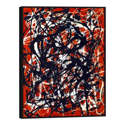 INVIN ART Framed Canvas Extra Large Giclee Print Art Free Form by Jackson Pollock Abstract Wall Art Living Room Home Office Decorations (Black Slim Frame,28"x40")