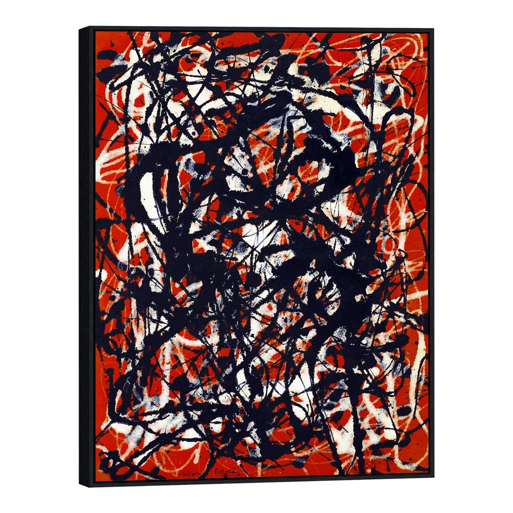 INVIN ART Framed Canvas Extra Large Giclee Print Art Free Form by Jackson Pollock Abstract Wall Art Living Room Home Office Decorations (Black Slim Frame,28"x40")