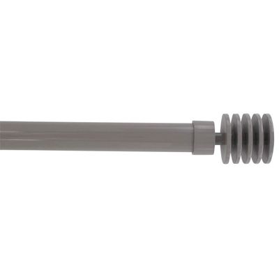 Adjustable Single Curtain Rod 50"-82" with Layered Disc Finials and Brackets, Taupe