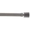 Adjustable Single Curtain Rod 50"-82" with Layered Disc Finials and Brackets, Taupe view 1