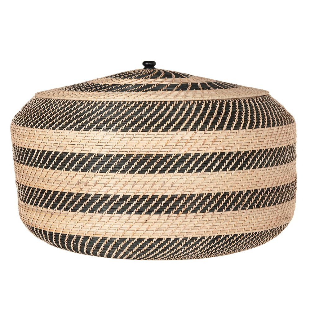 KOUBOO Extra-Large Rattan Belly, Natural-Black Storage Basket