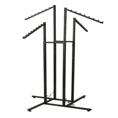 SSWBasics 4-Way Clothing Display Rack with Slanted Arms, Boutique Vintage Finish - Commercial Clothing Rack and Elegant Clothing Display for Retail Stores