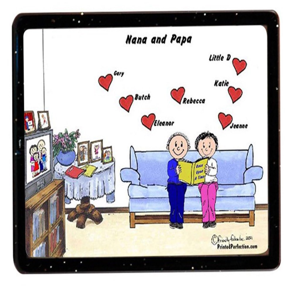 Personalized Friendly Folks Grandma & Grandpa, 7 Hearts Acrylic Magnet - Great Gift!
