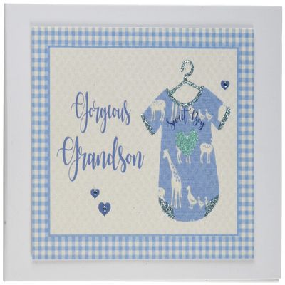 White Cotton Cards Gorgeous Grandson Mini Photo Album Blue Vest (BV17T)