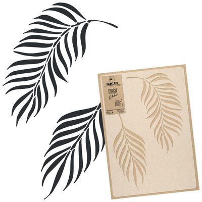 NAKLEO Floral Large Wall Painting Stencil 23,2" x37,4, Tropical Palm Leaf Pattern, Reusable Plastic Flower Template, DIY Art and Craft Home Decor, Floor Wood Fabric Furniture