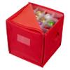Simplify 64 Count Stackable Ornament Storage Tote Organizer | Christmas Storage | Adjustable Dividers | Two Handles | Zip Closure | Red | Fits 64 Ornaments | Dimensions: 11.81 x 11.81 x 11.81 inches view 1
