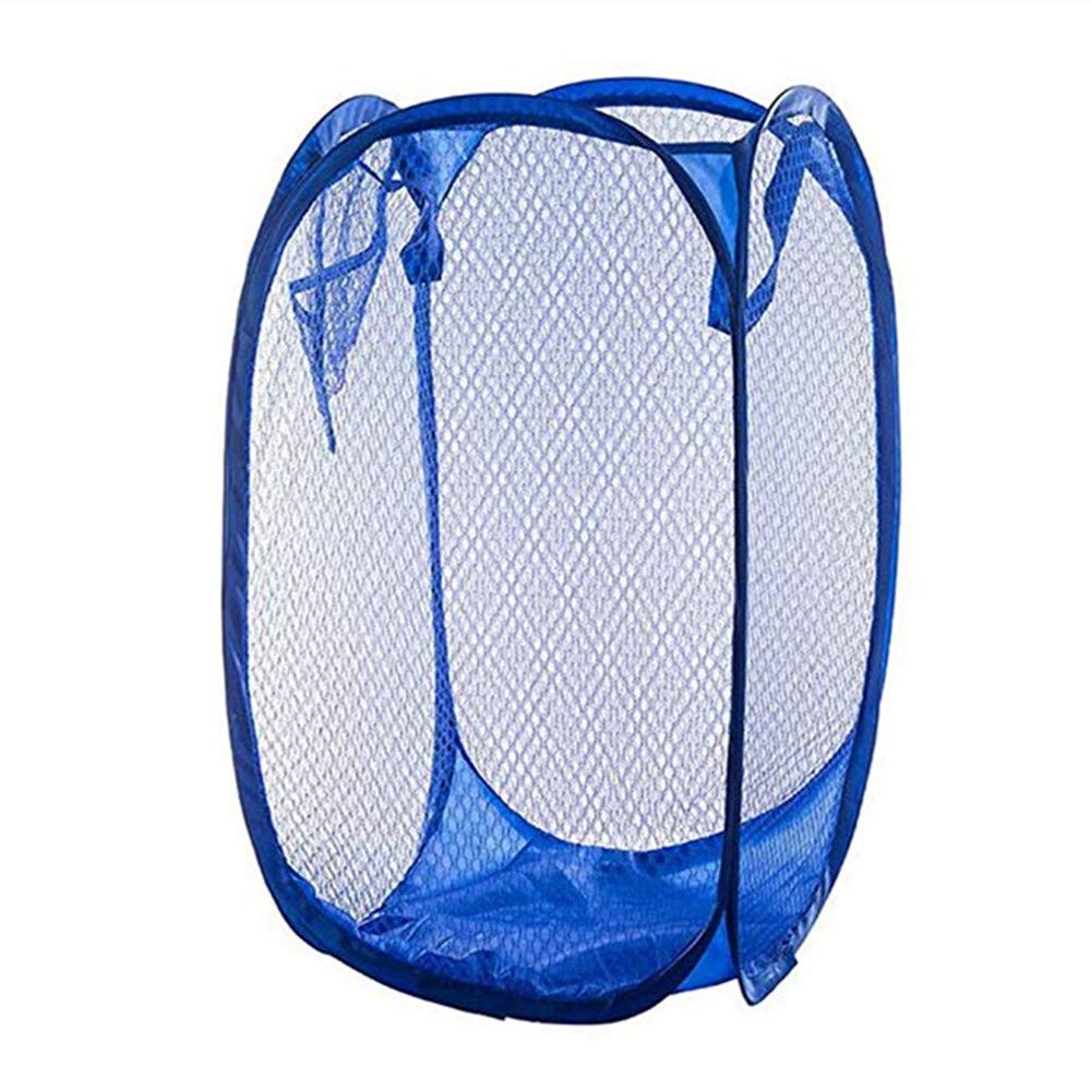 DurReus Portable Space Saving Laundry Hamper Cruise Ship Waste Bins Small Rope Basket for Dish Cloths,Stray Socks,Small Loads Blue