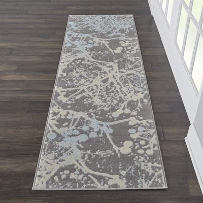 Nourison Home Jubilant Grey 2'3" x 7'3" Area Rug - Easy Clean, Non Shedding, Bed Room, Living Room, Dining Room, Kitchen (7' Runner)
