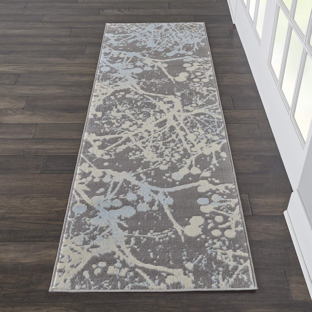 Nourison Home Jubilant Grey 2'3" x 7'3" Area Rug - Easy Clean, Non Shedding, Bed Room, Living Room, Dining Room, Kitchen (7' Runner)
