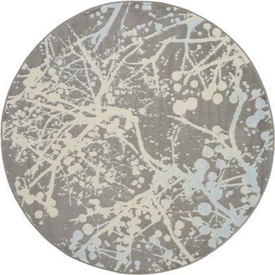 Nourison Home Jubilant Grey 5'3" x Round Area Rug - Easy Clean, Non Shedding, Bed Room, Living Room, Dining Room, Kitchen (5' x Round)