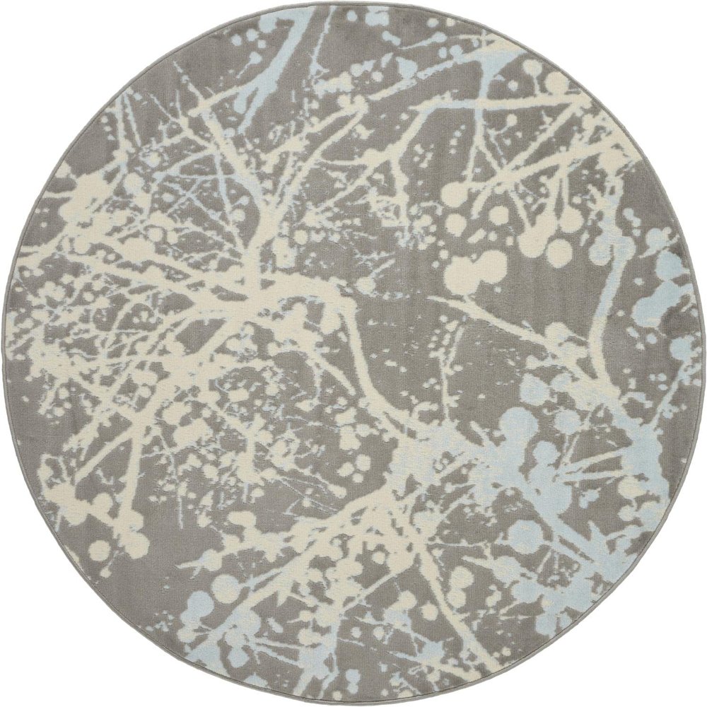 Nourison Home Jubilant Grey 5'3" x Round Area Rug - Easy Clean, Non Shedding, Bed Room, Living Room, Dining Room, Kitchen (5' x Round)