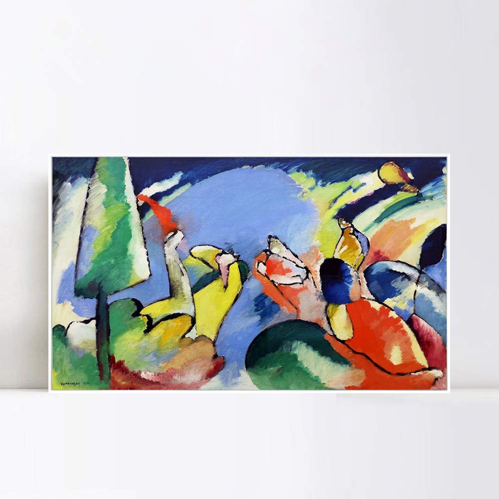 INVIN ART Framed Canvas Giclee Print improvvisazione XIV,1910 by Wassily Kandinsky Wall Art Living Room Home Office Decorations (20"x32", White Slim Frame)
