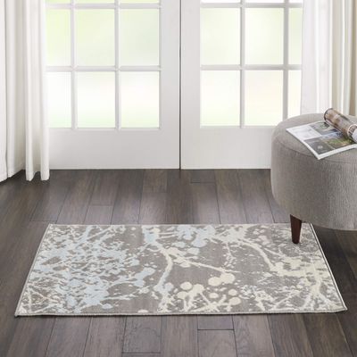 Nourison Home Jubilant Grey 2' x 4' Area Rug - Easy Clean, Non Shedding, Bed Room, Living Room, Dining Room, Kitchen (2' x 4')