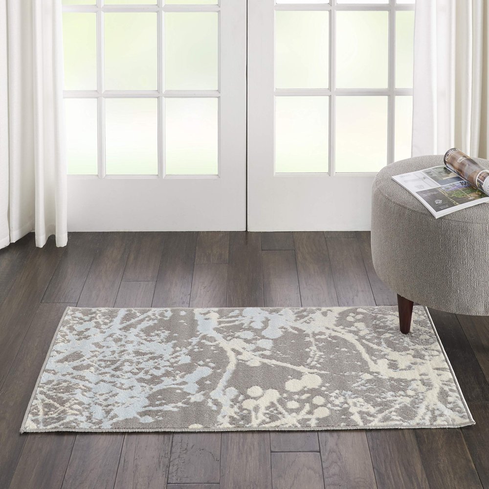 Nourison Home Jubilant Grey 2' x 4' Area Rug - Easy Clean, Non Shedding, Bed Room, Living Room, Dining Room, Kitchen (2' x 4')