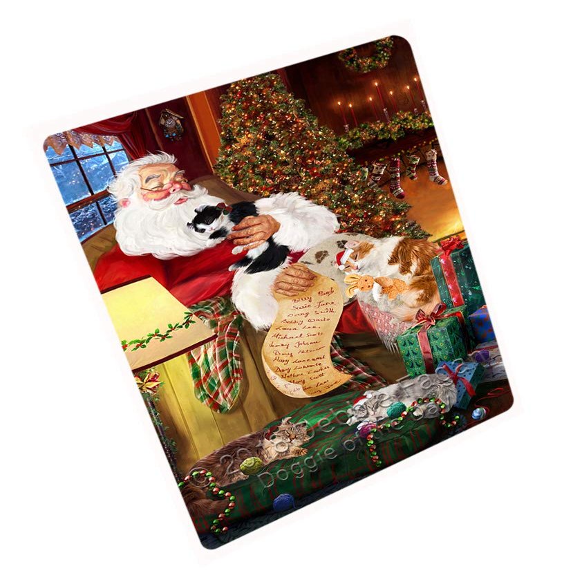 American Curl Cats and Kittens Sleeping with Santa Large Refrigerator/Dishwasher Magnet RMAG87954 (8.7" x 11.5")