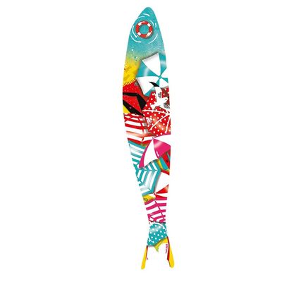Bordallo Pinheiro + Sardine + I Love Summer by Sandra Sofia Santos + H 1" W 7" L 1" + Multicolor
