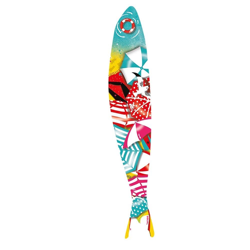 Bordallo Pinheiro + Sardine + I Love Summer by Sandra Sofia Santos + H 1" W 7" L 1" + Multicolor