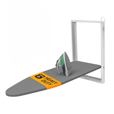 Xabitat Wall Mounted Ironing Board, 36.2" X 12.2" Compact Mount Fold Down Iron Board for Small Spaces, Space Saving with Cotton Fabric Cover, White and Grey
