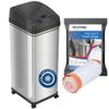iTouchless 13 Gallon Glide Sensor Trash Can with Wheels and 20 Premium Trash Bags, Odor Control System, Automatic Kitchen and Office Garbage Bin, Stainless Steel (DZM13BG20) view 1