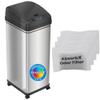 iTouchless 13 Gallon Glide Sensor Trash Can with Wheels and 4 Filters, Odor Control System, Automatic Kitchen and Office Garbage Bin, Stainless Steel view 1