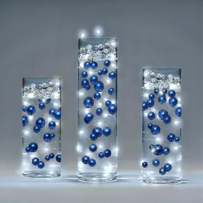 300 'Floating' Royal Blue (Navy) - No Hole Jumbo/Assorted Sizes Vase Decorations-Fills 4 Gallons of Transparent Gels for Floating Effect-with Measured Floating Gels Prep Bags for Best Results!