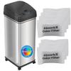 iTouchless 13 Gallon Glide Sensor Trash Can 7 Filters Odor Control System, Automatic Kitchen and Office Garbage Bin, Stainless Steel with Caster Wheels (DZM13CF06) view 1
